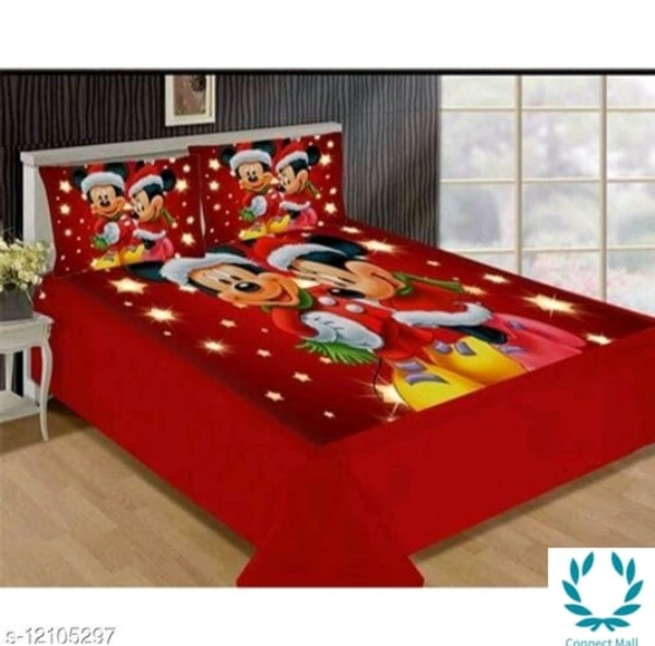 Micky and Minnie Printed Velvet Queen Size Bedsheet - Red, Velvet, Digital Printed, Queen